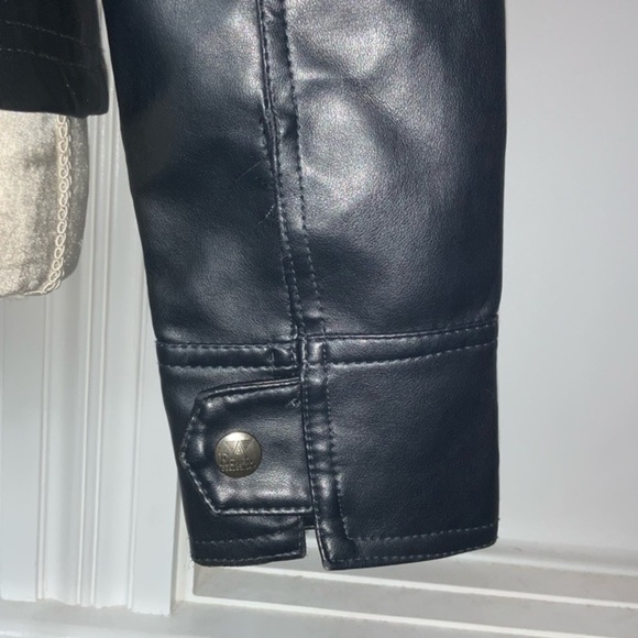 Vintage Emporio Armani Collezione Navy Faux Leather Biker/Moto Jacket Size Med - Picture 8 of 15